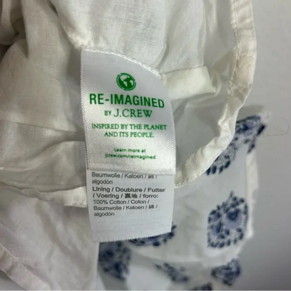 Crew Cuts J.Crew girls Dress Girls 10 indigo blue white puff sleeves batik print - Picture 6 of 13